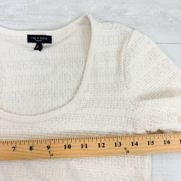 rag & bone Julia Scoop Neck Tee Women XS Ivory Sheer Pullover Stretch Minimalist - Picture 15 of 16